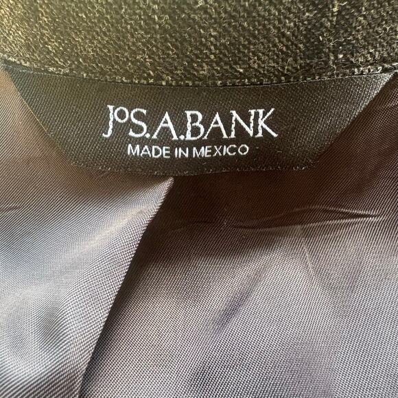 Jos A Bank Sport Coat Sz 42 Long Gray Windowpane Wool Silk Linen Single Breasted - Picture 14 of 15